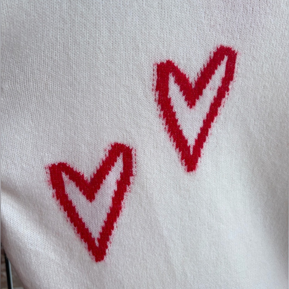 🆕♥️ Workshop Republic White Heart Knit Sweater Oversized Red Heart Print 3X Look - Picture 9 of 17